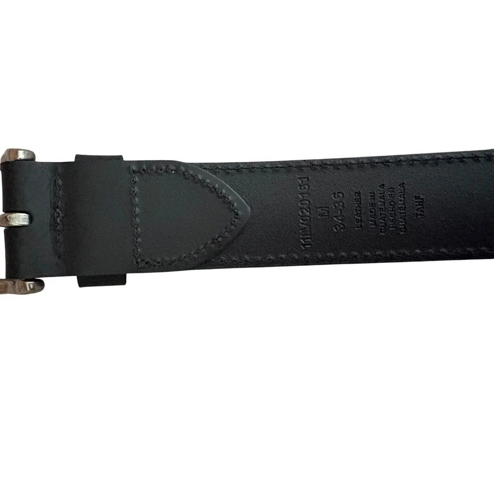 Levis Mens Black Leather Double Prong Buckle Belt Size 34-36 11LV020161